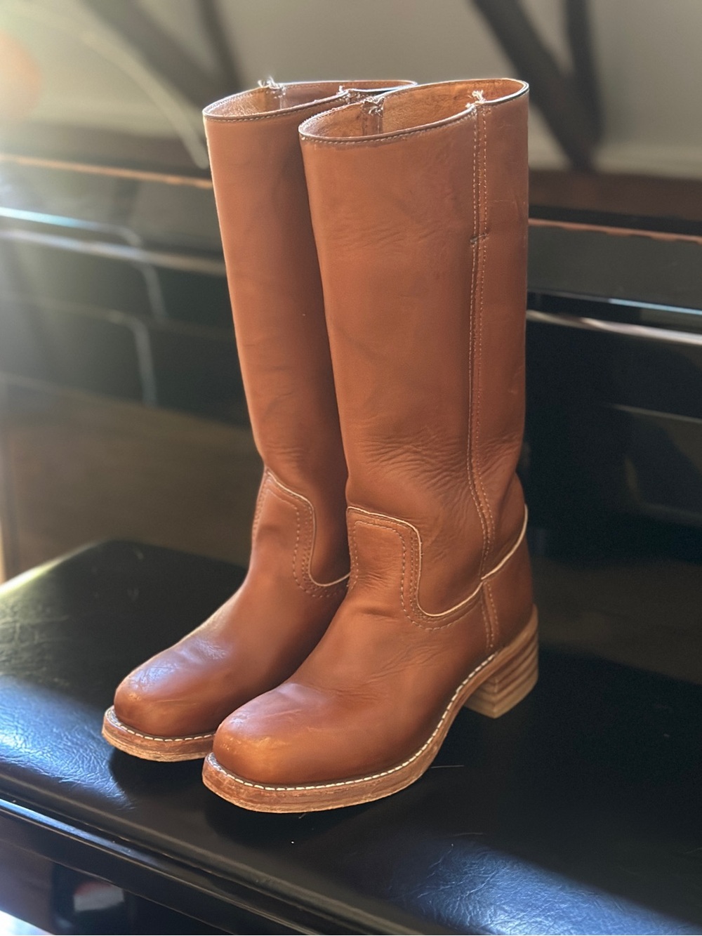 FRYE Campus 14L Leather Riding Boot in Saddle Size 6.5